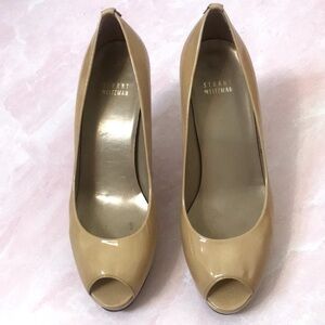 Stuart Weitzman nude patent leather platform heel 8.5M